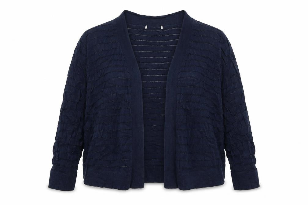 Front view of Tu Women Blue Open-Knit Cardigan, size 16, Lightweight Stretch