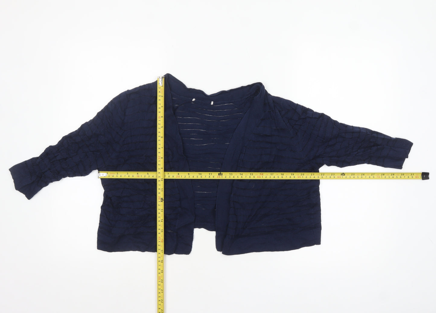 Tu Women Blue Open-Knit Cardigan Size 16 Lightweight Stretch