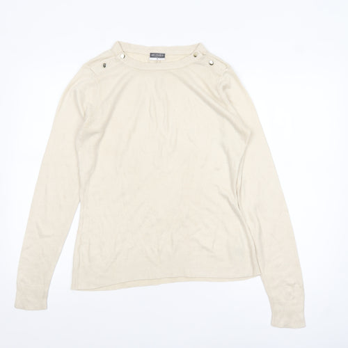 Beloved Women Beige Acrylic Button Detail Long Sleeve Jumper M