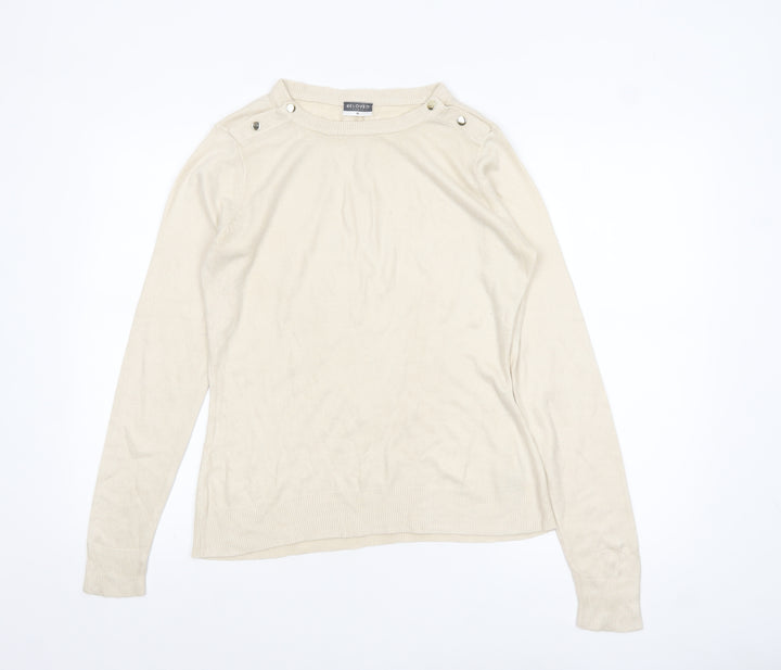 Beloved Women Beige Acrylic Button Detail Long Sleeve Jumper M