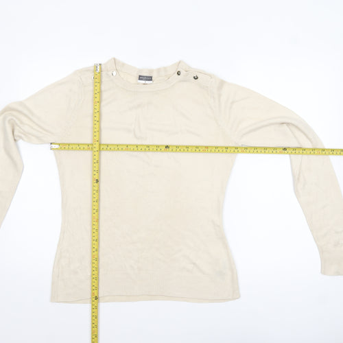 Beloved Women Beige Acrylic Button Detail Long Sleeve Jumper M