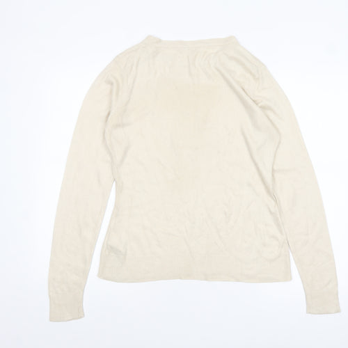 Beloved Women Beige Acrylic Button Detail Long Sleeve Jumper M