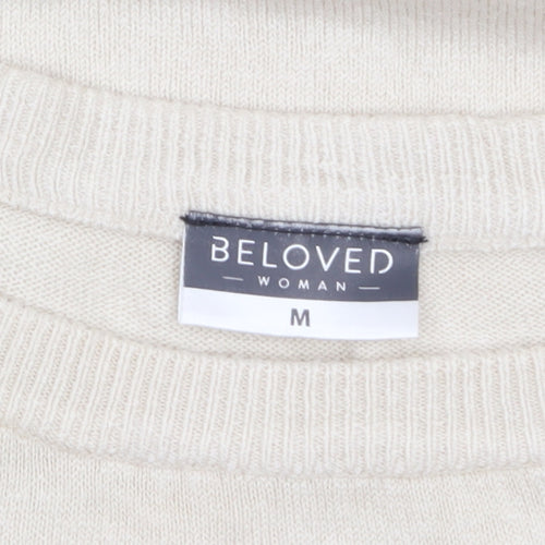 Beloved Women Beige Acrylic Button Detail Long Sleeve Jumper M