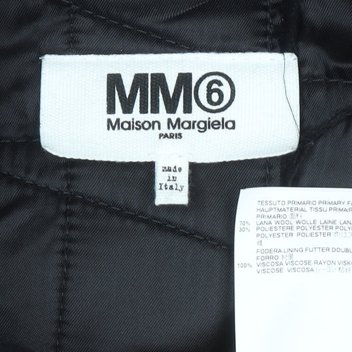 MM6 Maison Margiela Womens Black Wool Blend Long Coat Size M
