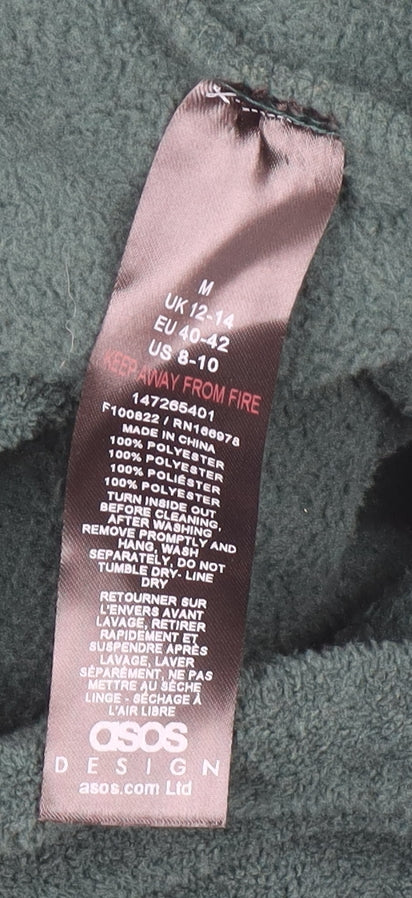 ASOS Design Women's Dark Green Fleece Pullover Sweatshirt UK 12-14