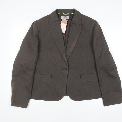 Marks and Spencer Women Brown Pinstripe Blazer UK 18 Regular Fit