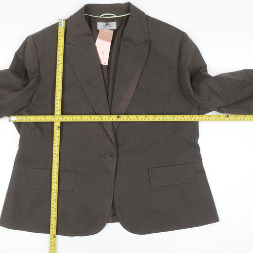 Marks and Spencer Women Brown Pinstripe Blazer UK 18 Regular Fit