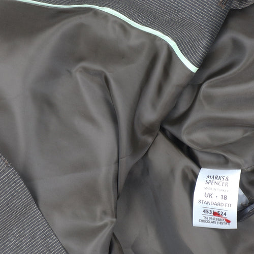 Marks and Spencer Women Brown Pinstripe Blazer UK 18 Regular Fit