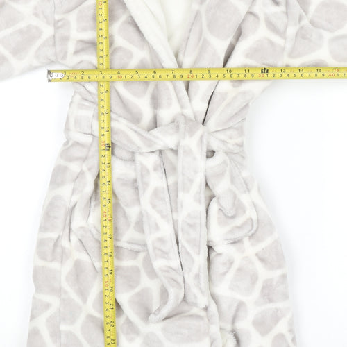 Knightley’s Adventures Girls Grey Hooded Giraffe Print Fleece Robe 7-8 Years
