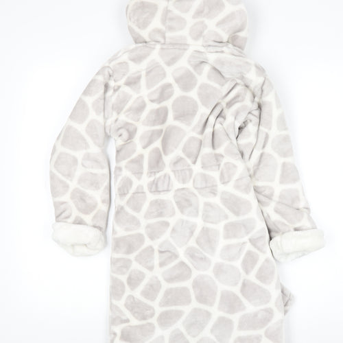 Knightley’s Adventures Girls Grey Hooded Giraffe Print Fleece Robe 7-8 Years