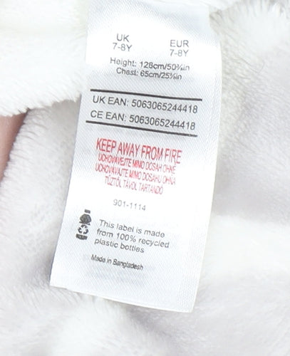 Knightley’s Adventures Girls Grey Hooded Giraffe Print Fleece Robe 7-8 Years