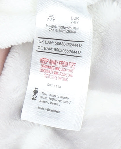 Knightley’s Adventures Girls Grey Hooded Giraffe Print Fleece Robe 7-8 Years
