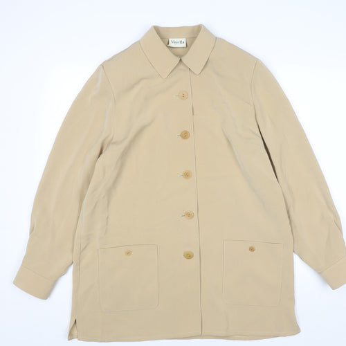 Viyella Women Beige Button-Up Long Sleeve Classic Shirt UK 14