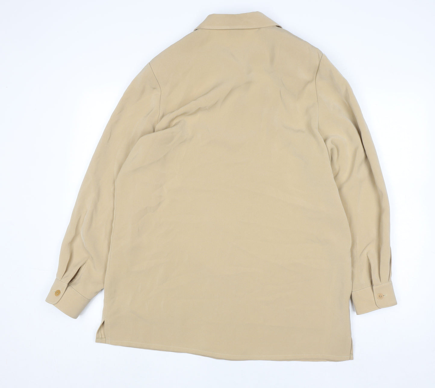 Viyella Women Beige Button-Up Long Sleeve Classic Shirt UK 14