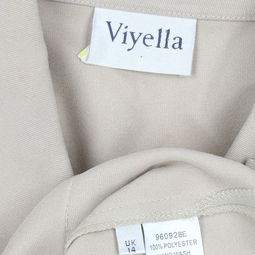 Viyella Women Beige Button-Up Long Sleeve Classic Shirt UK 14