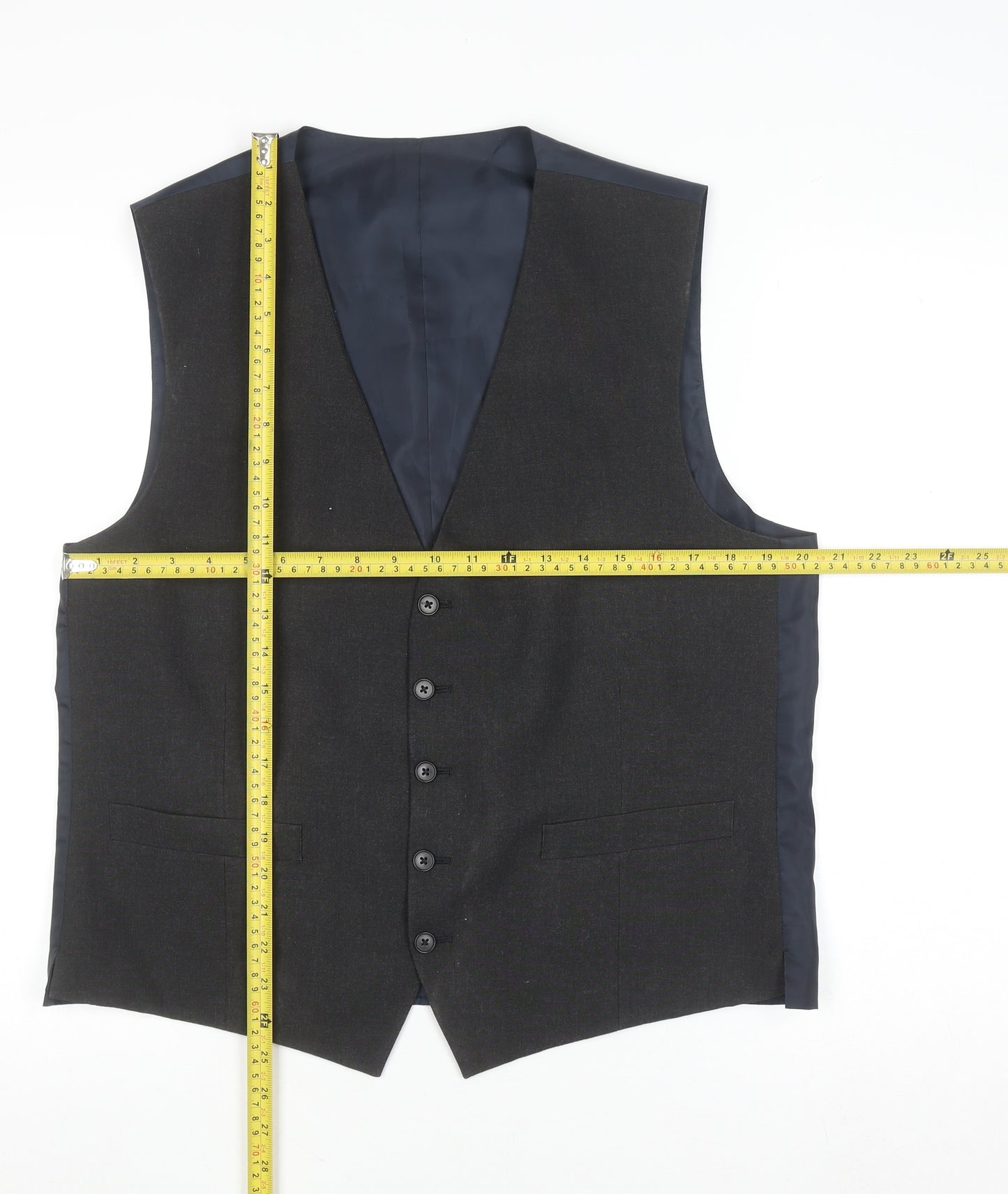 Racing Green Men's Black 42R Regular Fit Formal Waistcoat