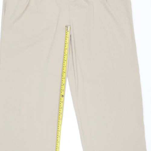 Boohoo Women Beige Wide-Leg Pleated Trousers Size 16