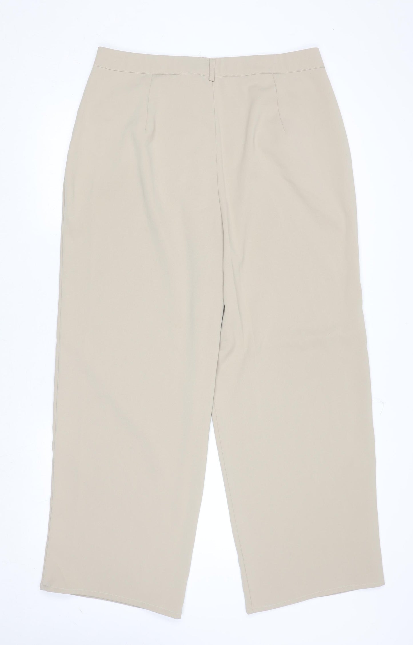 Boohoo Women Beige Wide-Leg Pleated Trousers Size 16