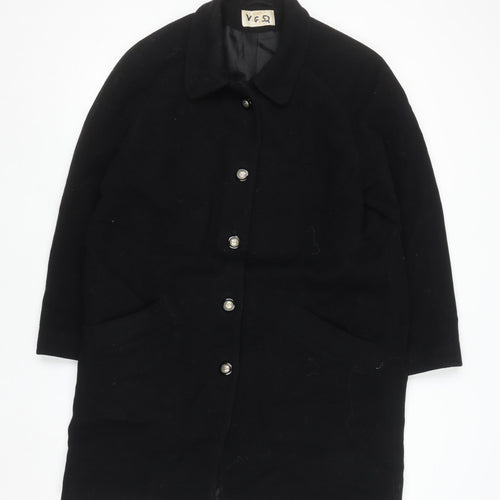 Eastex Women’s Black Pure Wool Long Overcoat Size 12 Vintage Lined