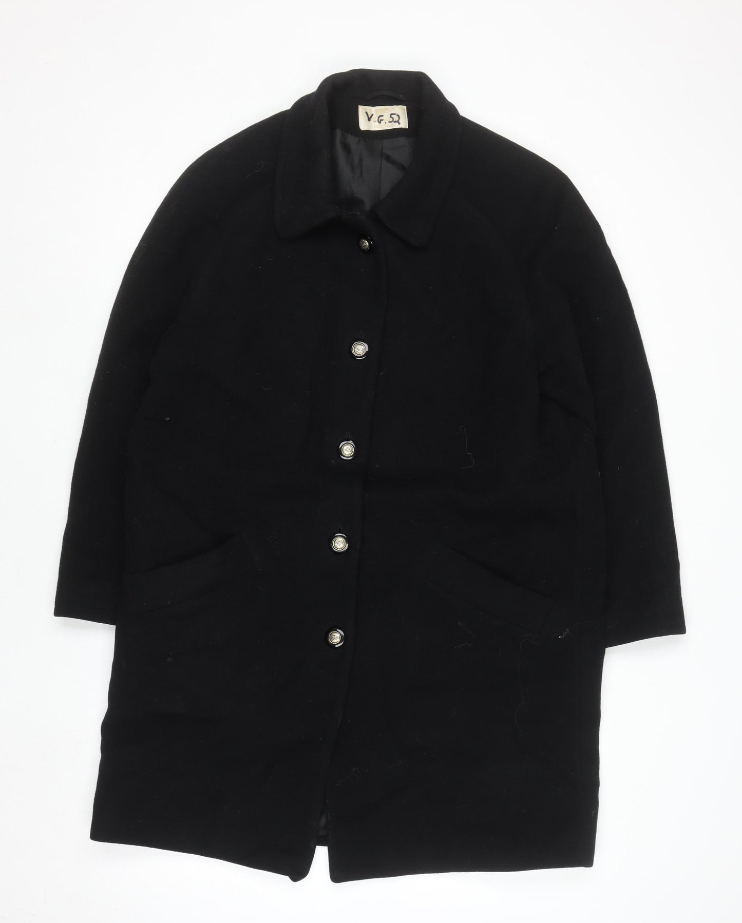 Eastex Women’s Black Pure Wool Long Overcoat Size 12 Vintage Lined