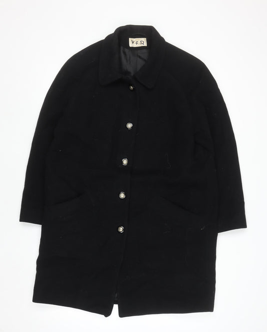 Eastex Women’s Black Pure Wool Long Overcoat Size 12 Vintage Lined