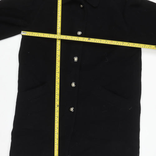 Eastex Women’s Black Pure Wool Long Overcoat Size 12 Vintage Lined