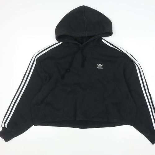 Adidas Womens Black Hoodie Size 10 Drawstring Hooded Sweatshirt