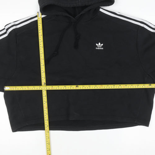 Adidas Womens Black Hoodie Size 10 Drawstring Hooded Sweatshirt