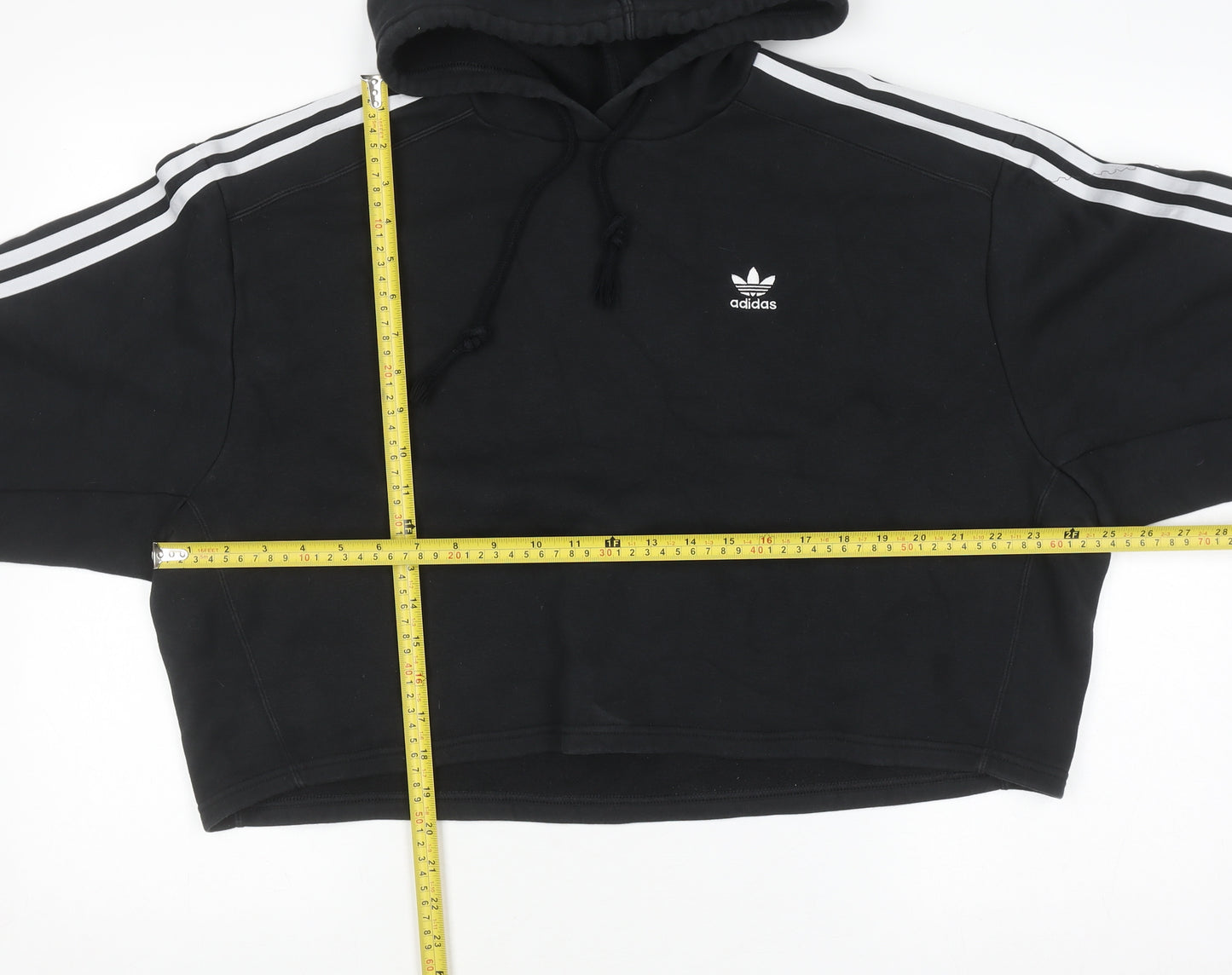 Adidas Womens Black Hoodie Size 10 Drawstring Hooded Sweatshirt