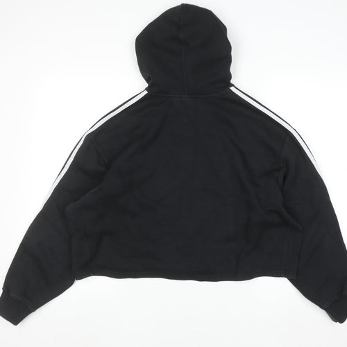 Adidas Womens Black Hoodie Size 10 Drawstring Hooded Sweatshirt