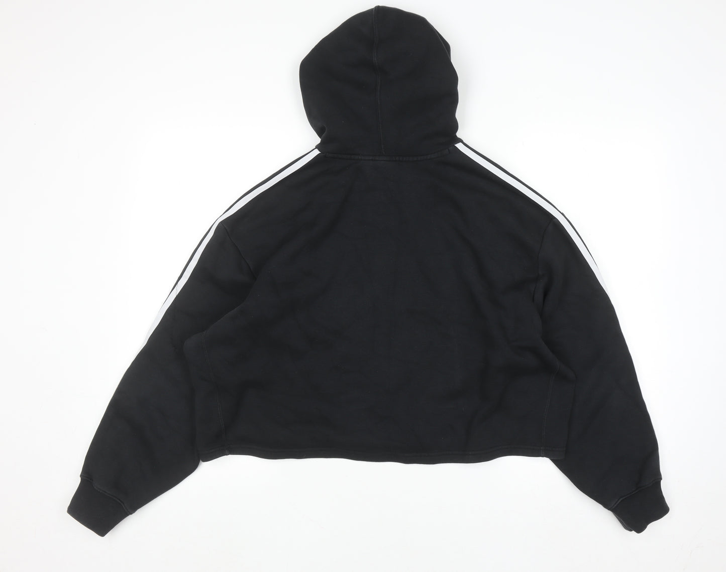 Adidas Womens Black Hoodie Size 10 Drawstring Hooded Sweatshirt