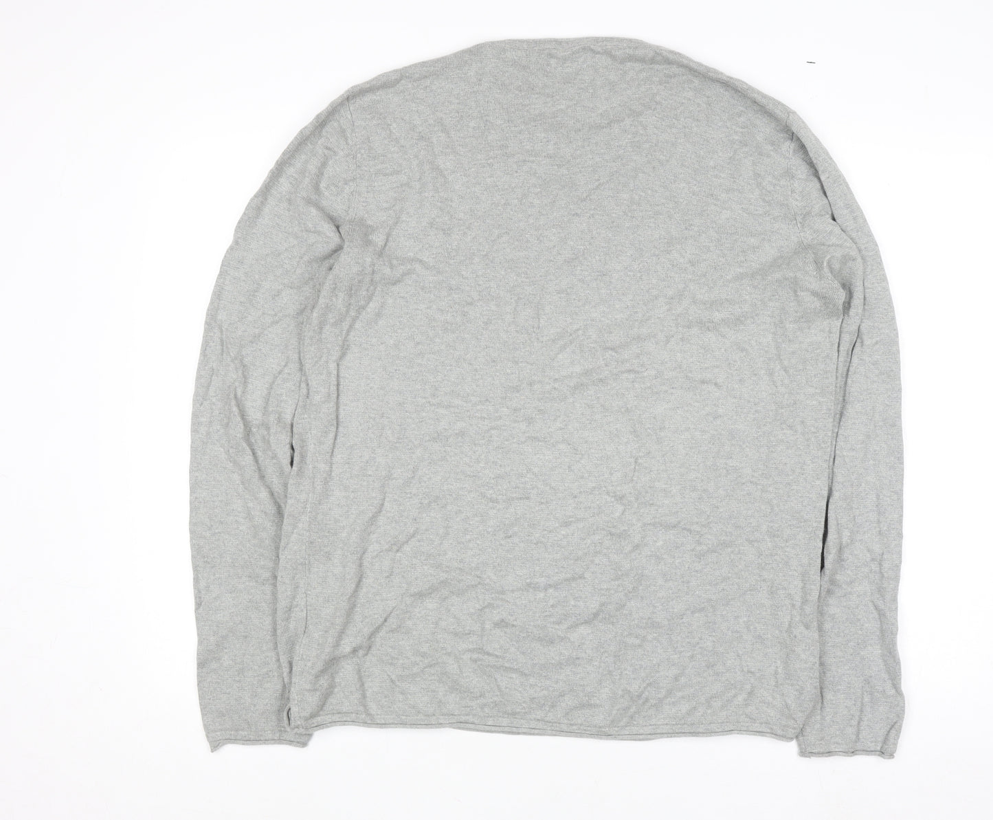 Jack & Jones Men's Grey Cotton Crew Neck Pullover Jumper Size L