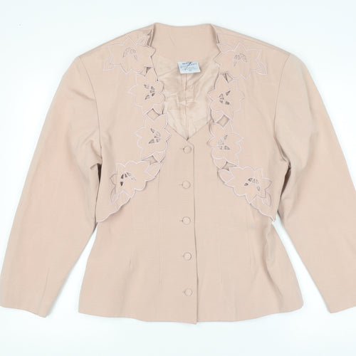 Wallis Women Beige Cotton Blend Vintage Blazer Jacket Size 10