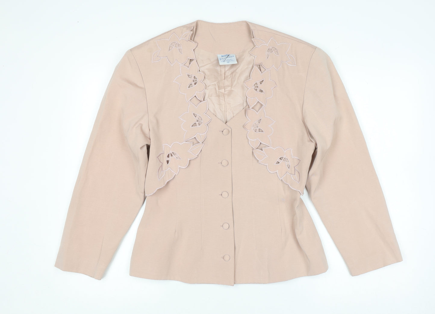 Wallis Women Beige Cotton Blend Vintage Blazer Jacket Size 10