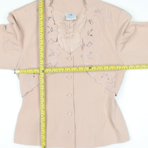 Wallis Women Beige Cotton Blend Vintage Blazer Jacket Size 10