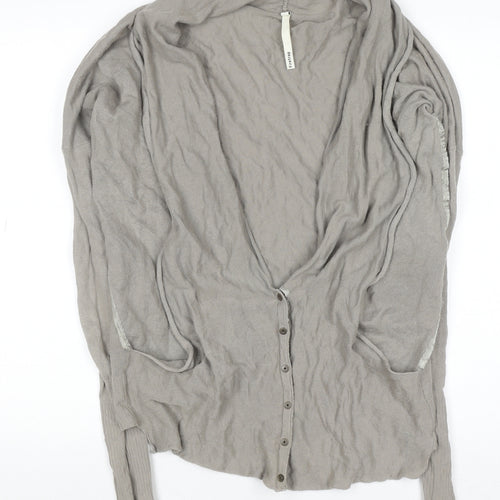 Firetrap Women Beige L Cardigan Lightweight Cotton Knit
