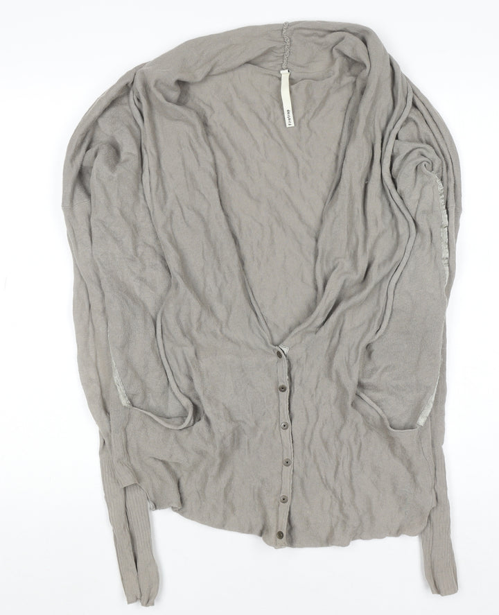 Firetrap Women Beige L Cardigan Lightweight Cotton Knit