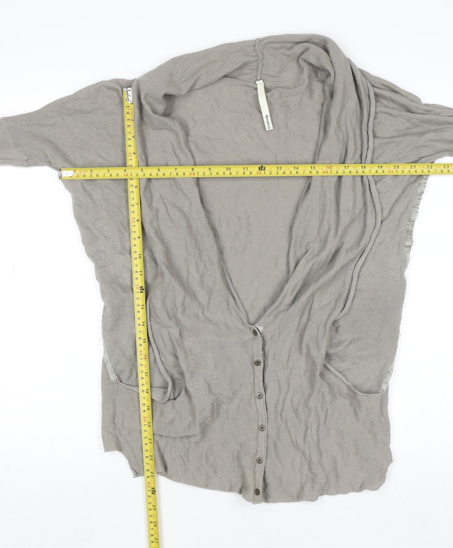 Firetrap Women Beige L Cardigan Lightweight Cotton Knit