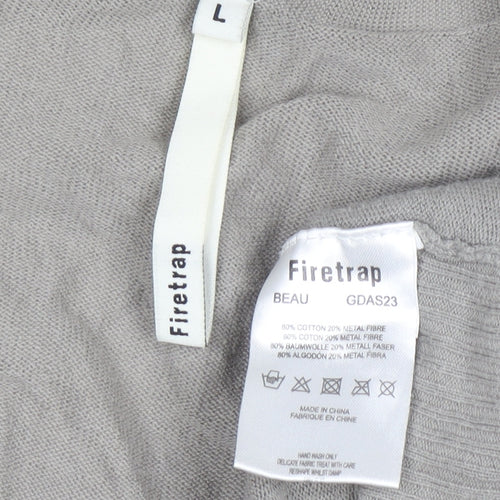 Firetrap Women Beige L Cardigan Lightweight Cotton Knit