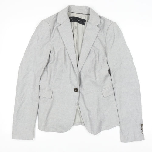 Zara Basic Women's Grey Blazer Size S Single Breasted Classic Workwear