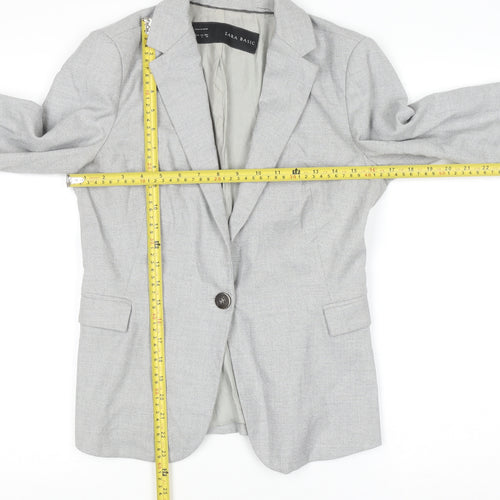Zara Basic Women's Grey Blazer Size S Single Breasted Classic Workwear