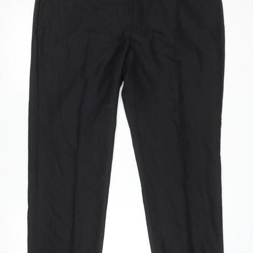 Marks and Spencer Mens Black 42S Regular Fit Wool Dress Trousers