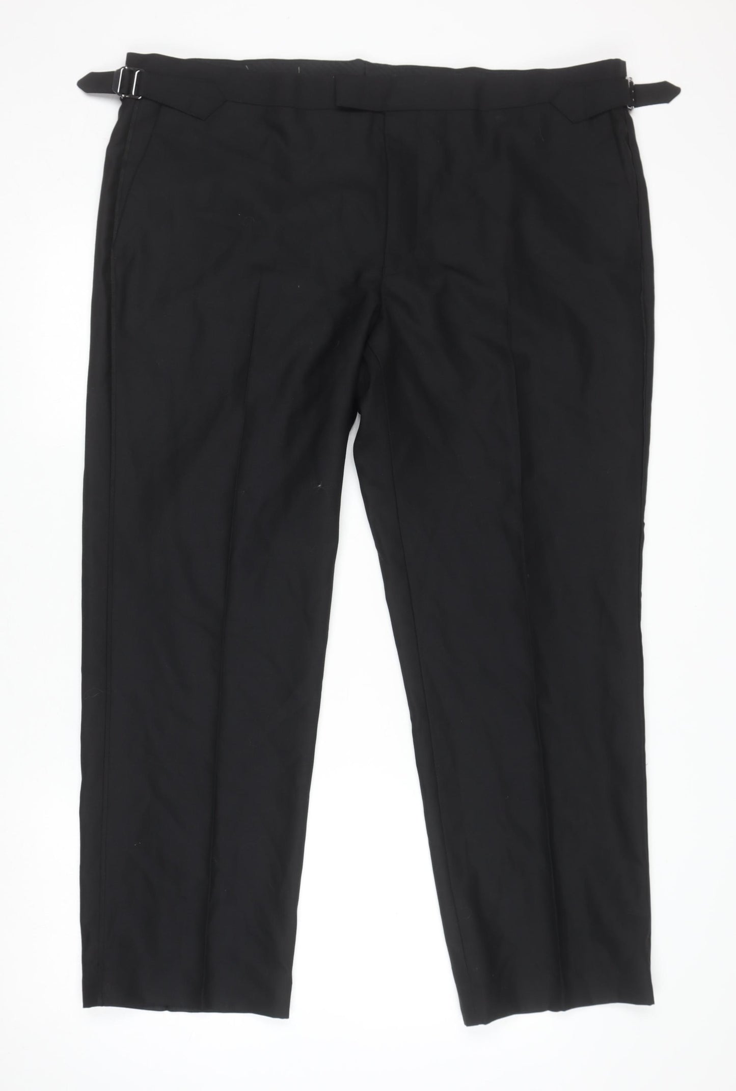 Marks and Spencer Mens Black 42S Regular Fit Wool Dress Trousers