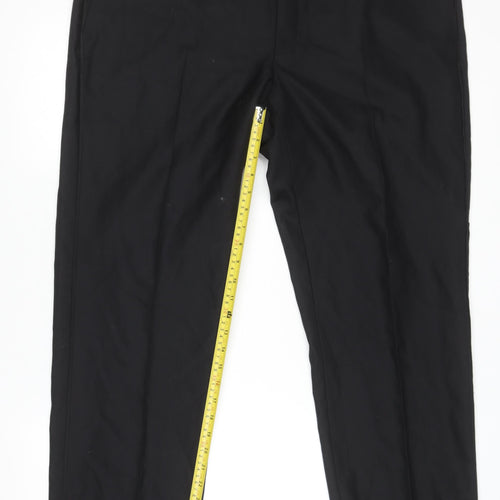Marks and Spencer Mens Black 42S Regular Fit Wool Dress Trousers