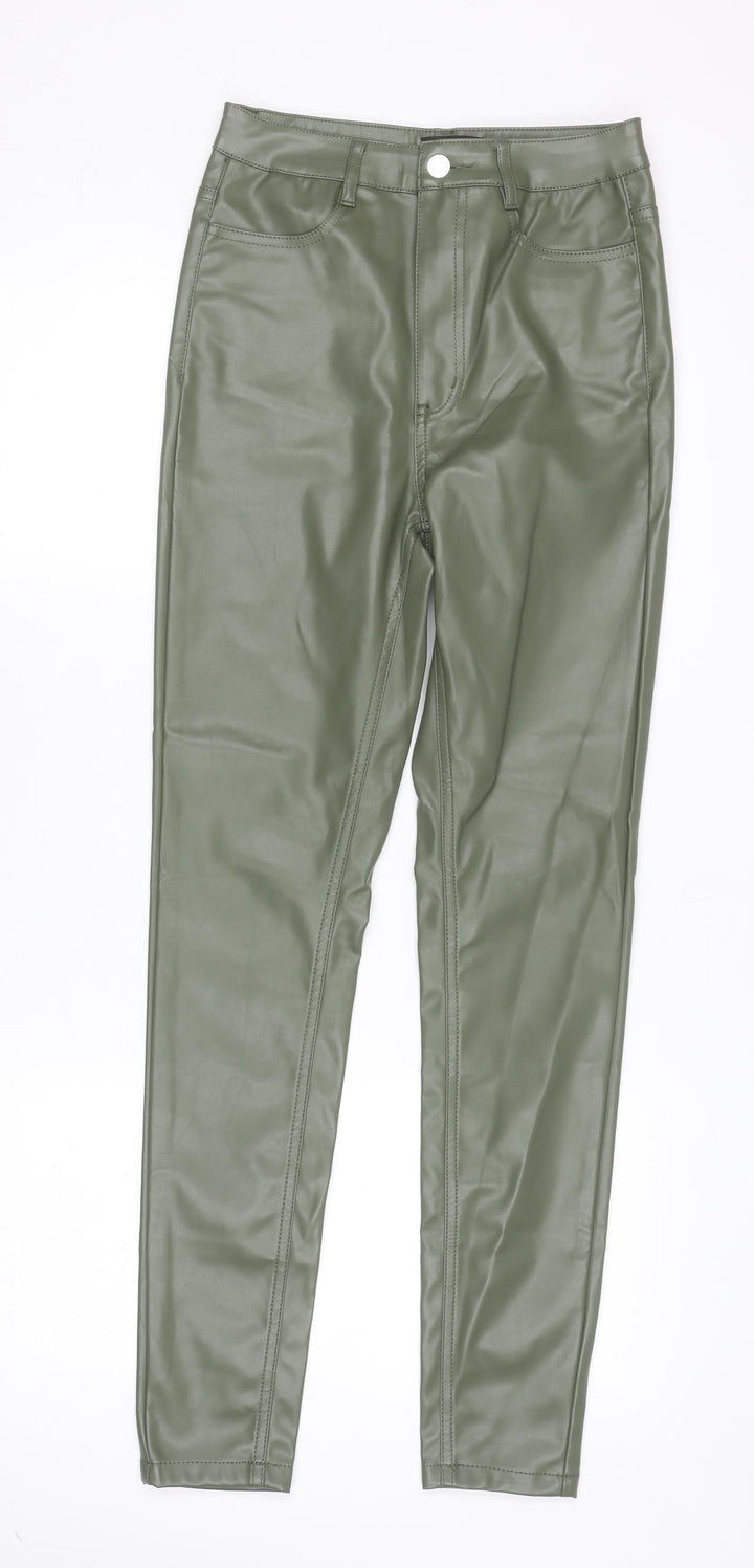 Missguided Women’s Green Faux Leather High Rise Skinny Trousers UK 8