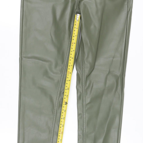 Missguided Women’s Green Faux Leather High Rise Skinny Trousers UK 8