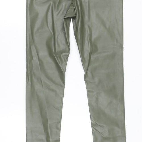 Missguided Women’s Green Faux Leather High Rise Skinny Trousers UK 8