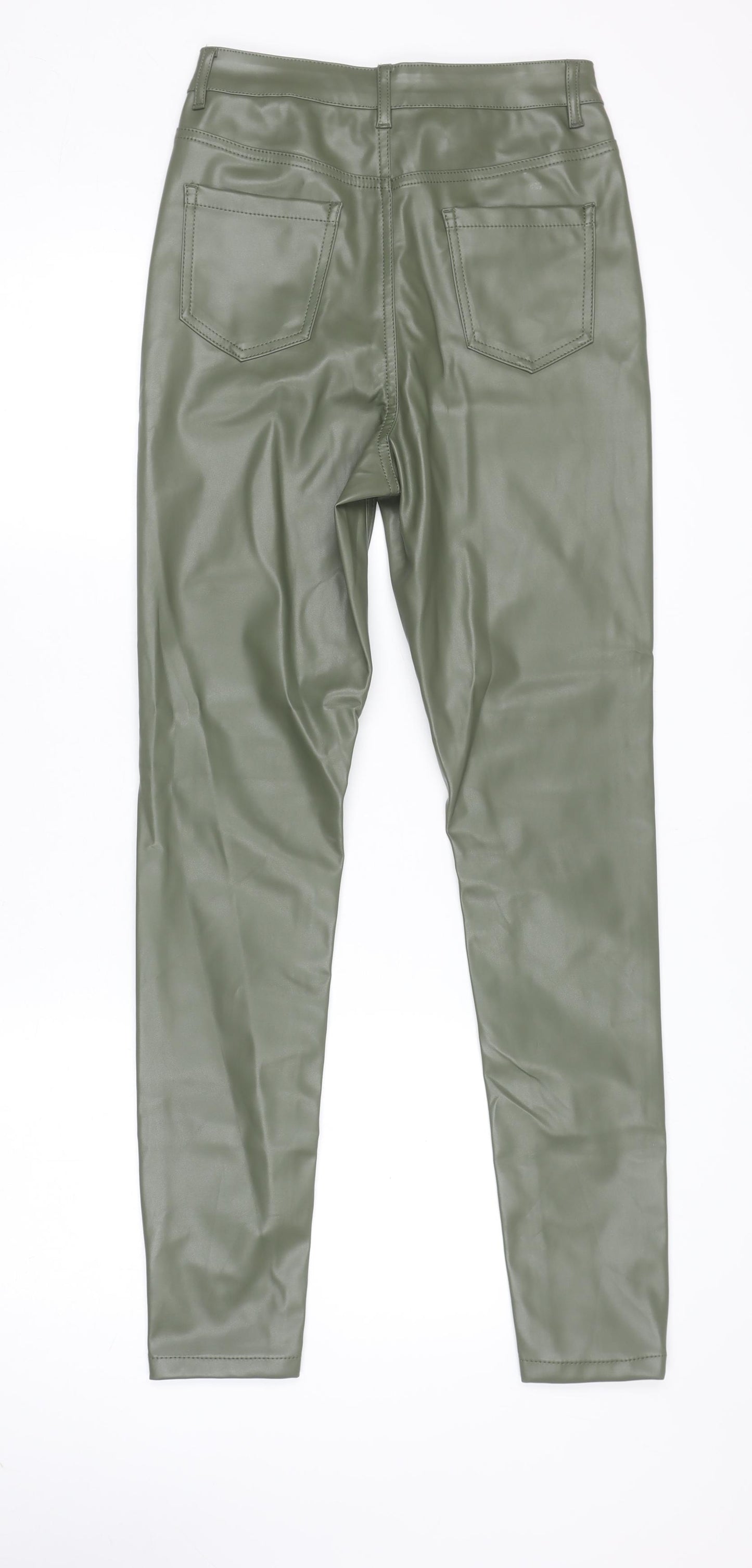 Missguided Women’s Green Faux Leather High Rise Skinny Trousers UK 8