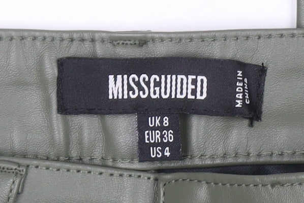 Missguided Women’s Green Faux Leather High Rise Skinny Trousers UK 8