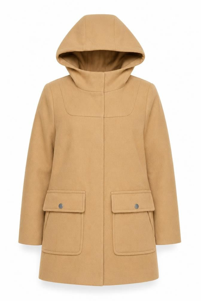 ASOS Women’s Beige Hooded Mid-Length Overcoat Size 10